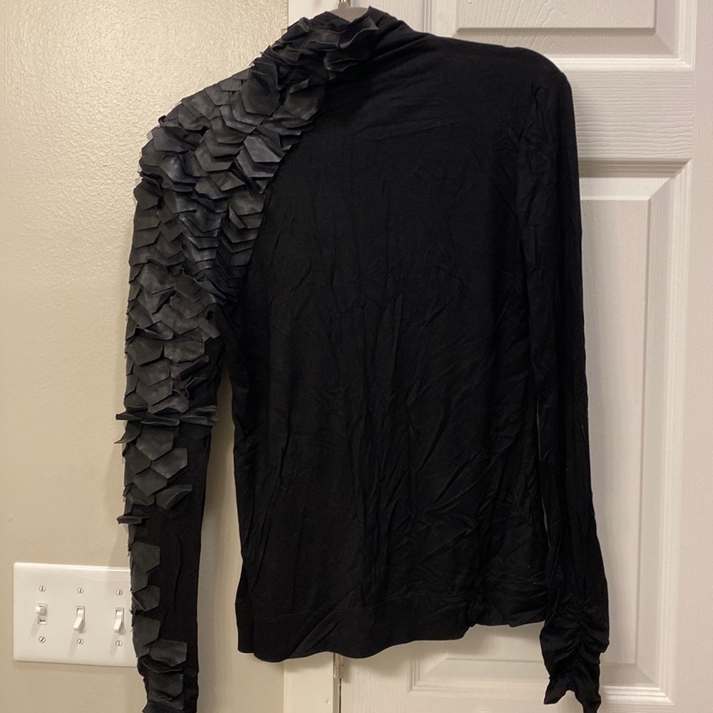 Gracia Leather Trimmed High Neck Too